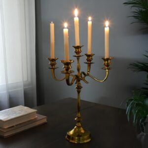 5 Arm Gold Candelabra Home Decorative Dining Table 5Arm candelabra/Candle Holder, Table Top Candle Stand, Candlestick Home Decor Showpiece, Luxury Aluminium 5arm candle holders 5 arm gold candelabra