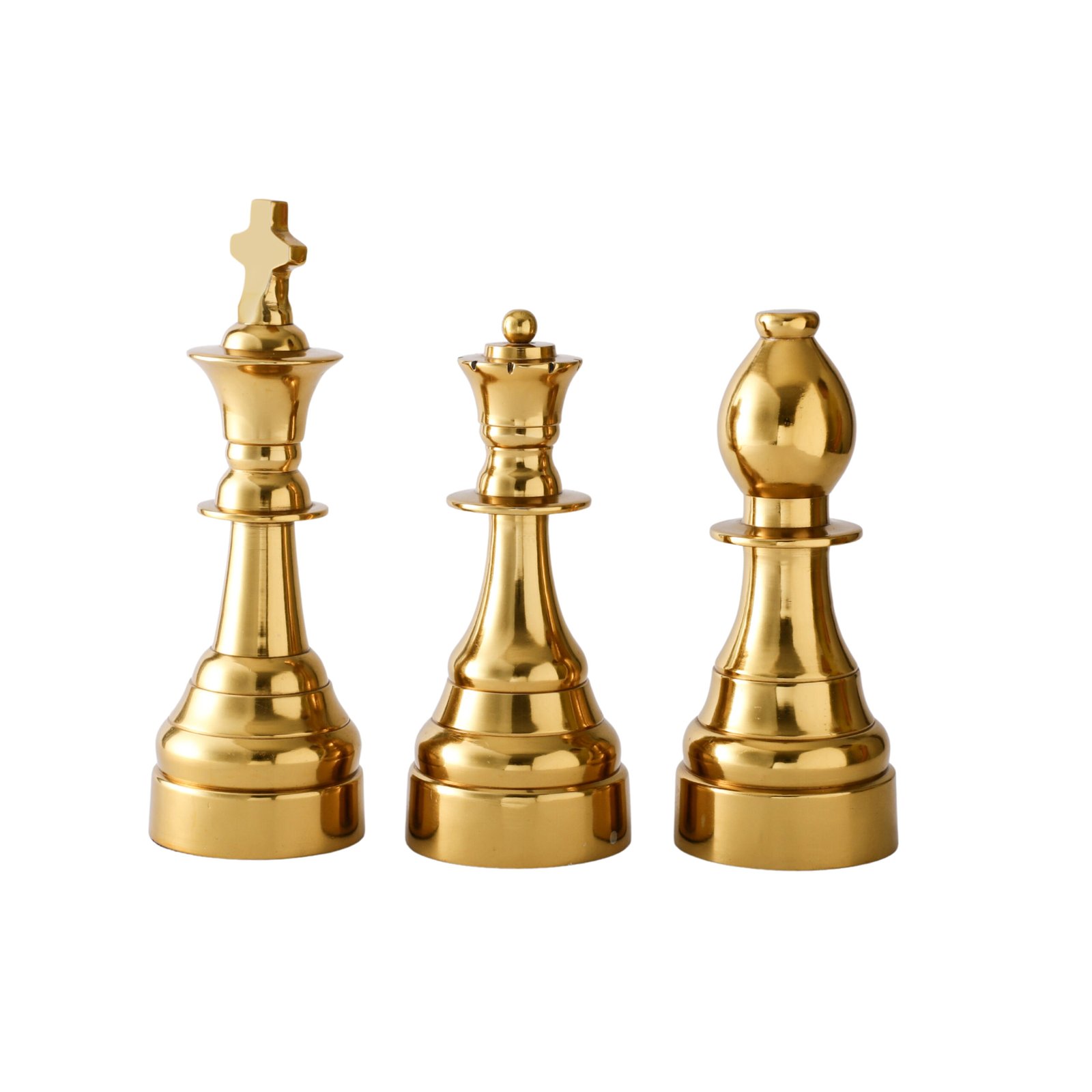 dci gold metallic chess piece figurines, decorative sculpture set, king queen bishop, home shelf and bar cart accent dci gold metallic chess piece figurines, decorative sculpture set, king queen bishop, home shelf and bar cart accent