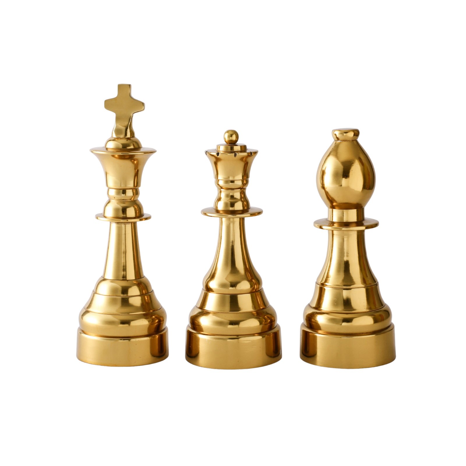 dci gold metallic chess piece figurines, decorative sculpture set, king queen bishop, home shelf and bar cart accent dci gold metallic chess piece figurines, decorative sculpture set, king queen bishop, home shelf and bar cart accent