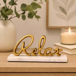dci luxury gold relax word decor on white marble base