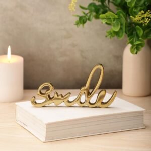 dci smile cursive word art – premium gold aluminium decorative script, modern minimalist tabletop display