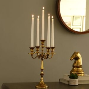 dci 5 arm gold metal candelabra – premium aluminium taper candle holder