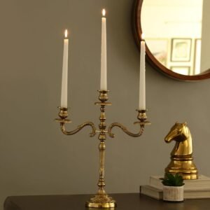 dci large 3 arm gold metal candelabra – premium aluminium taper candle holder