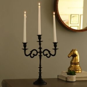 dci large 3 arm black candelabra