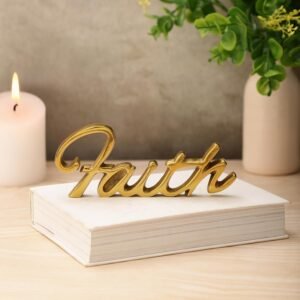 dci faith tabletop sculpture – premium gold aluminium calligraphy word sign