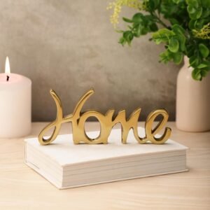 dci home cursive word art – premium gold aluminium decorative script, modern minimalist tabletop display