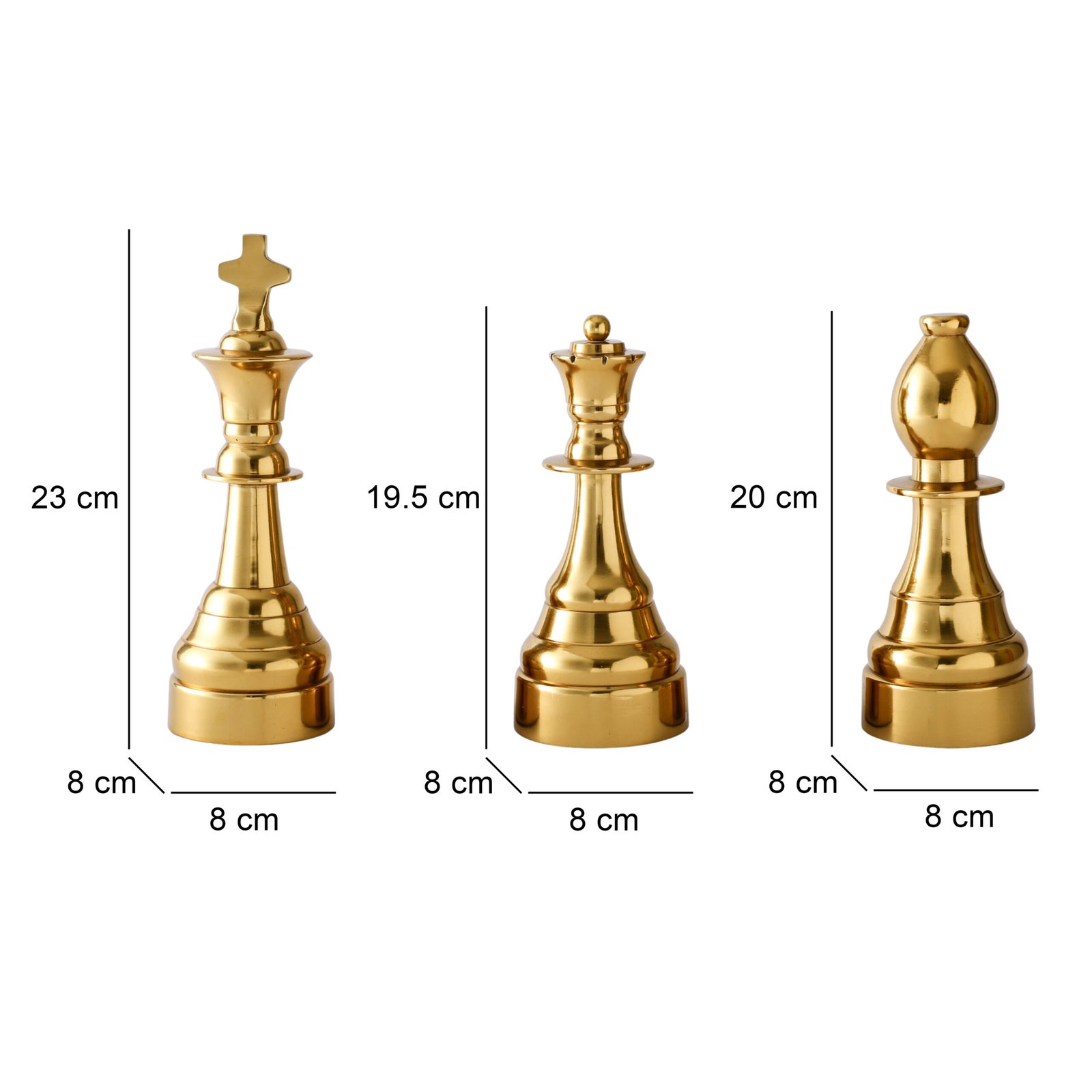 dci gold metallic chess piece figurines, decorative sculpture set, king queen bishop, home shelf and bar cart accent dci gold metallic chess piece figurines, decorative sculpture set, king queen bishop, home shelf and bar cart accent