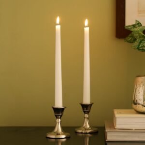 dci mini fancy silver candle holder stand set – pack of 2 premium silver plated aluminium taper candlestick holders