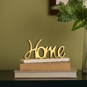 dci home sign tabletop decor – premium gold plated metal cursive word art letter sculpture with solid white marble base