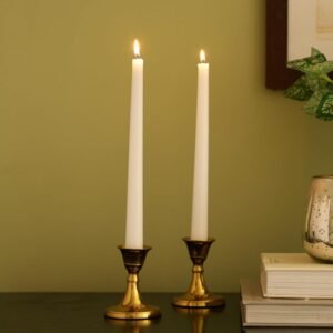 dci beaded mini gold candle holder stand set – pack of 2 intricate beaded detailing premium gold plated