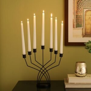 dci blessing 7 arm matte black aluminium candelabra candle holder